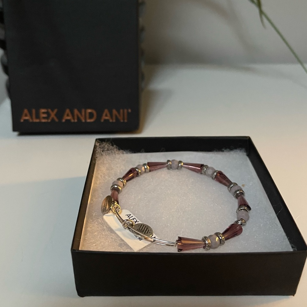 NWT and box Alex and Ani silver Harmony Thistle bangle